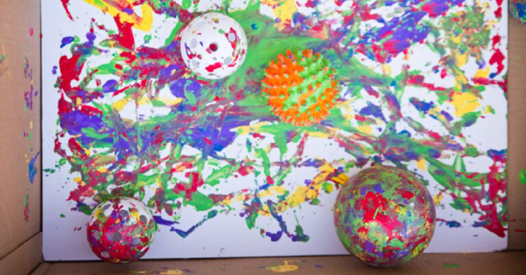 Painting with Balls art project for preschool Kids Activities Blog fb