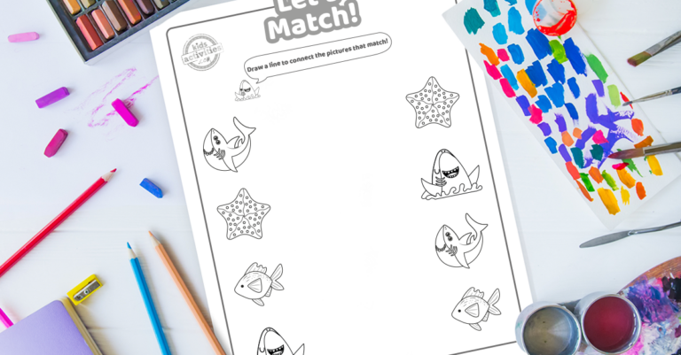 Shark Week Matching Coloring Page Facebook