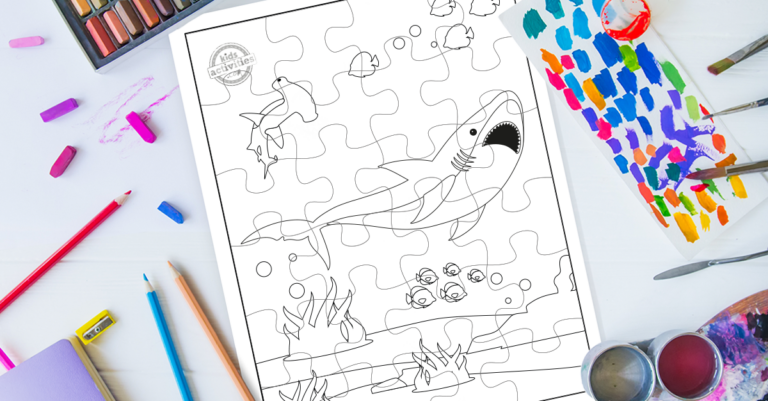 Shark Week Puzzle Coloring Page Facebook