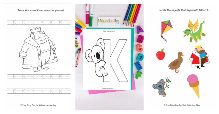 letter K preschool worksheets