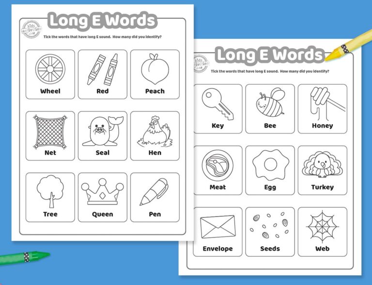 Long E Words Printable Facebook