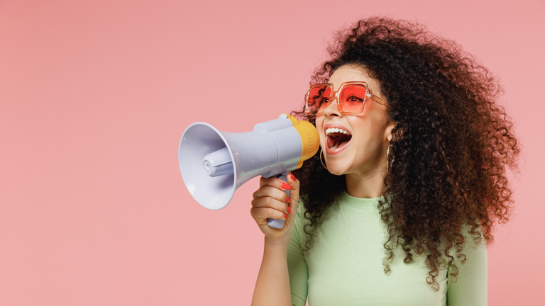 beautiful woman with a megaphone